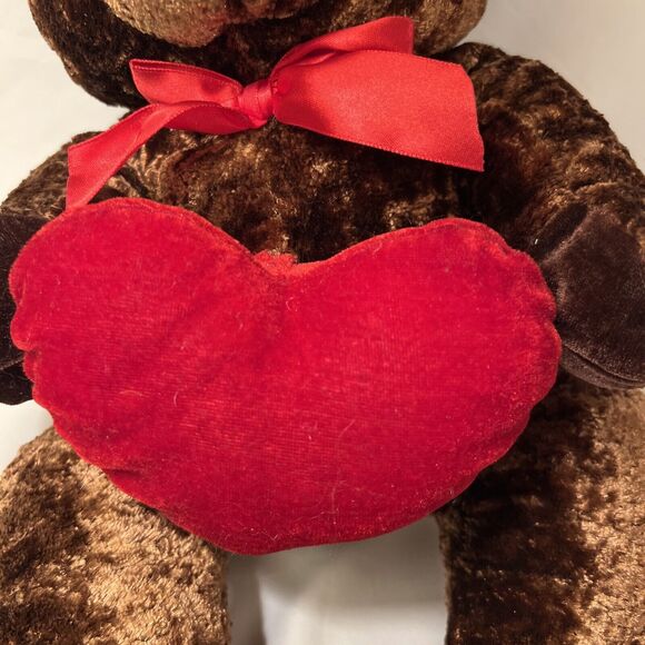 Vintage 2002 Nanco Nancy Sales Brown Plush Stuffed Animal Bear Holding Red Heart - Picture 4 of 8